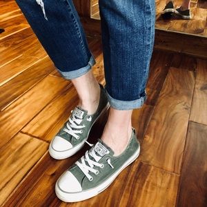 Converse army green slip on women’s size 9 EUC